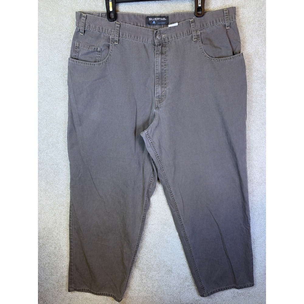Vintage Levi's SilverTab Pants Mens 40x32 Gray Loose Fit Canvas Straight Leg Y2K
